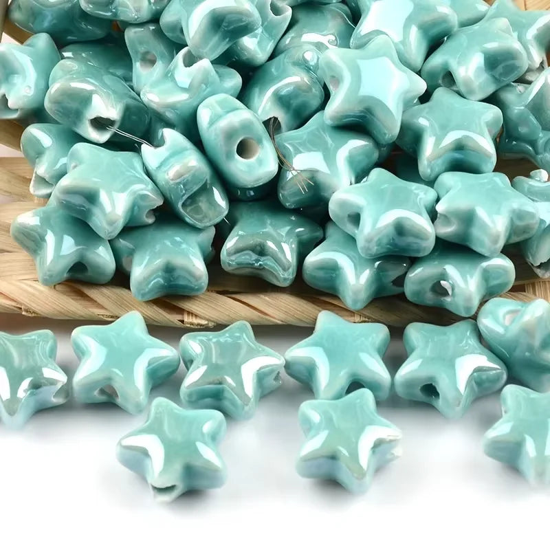 10pcs 14MM Colorful Star Beads Ceramic Beads For Making Jewelry Porcelain Spacer Beads Bracelet Necklace Charms DIY Accessories