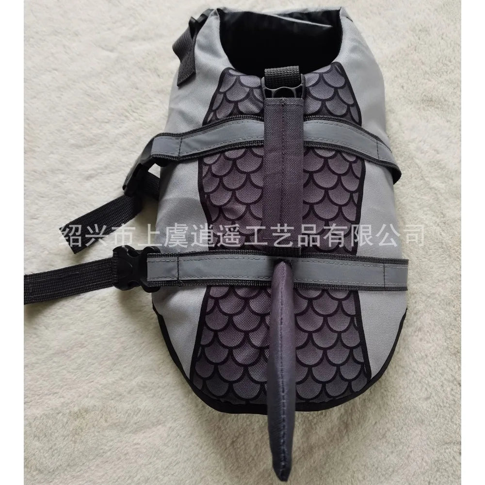 Shark Dog Life Jacket Enhanced Buoyancy Small Dogs Swimming Clothes Safety Vest with Handle for Medium Large Dogs Surfing