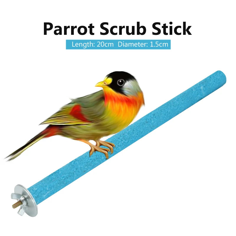 1Pc Pet Bird Chew Toys Parrot Perches Stand Platform Cage Toy Paw Grinding Clean Toys Parrot Scrub Stick