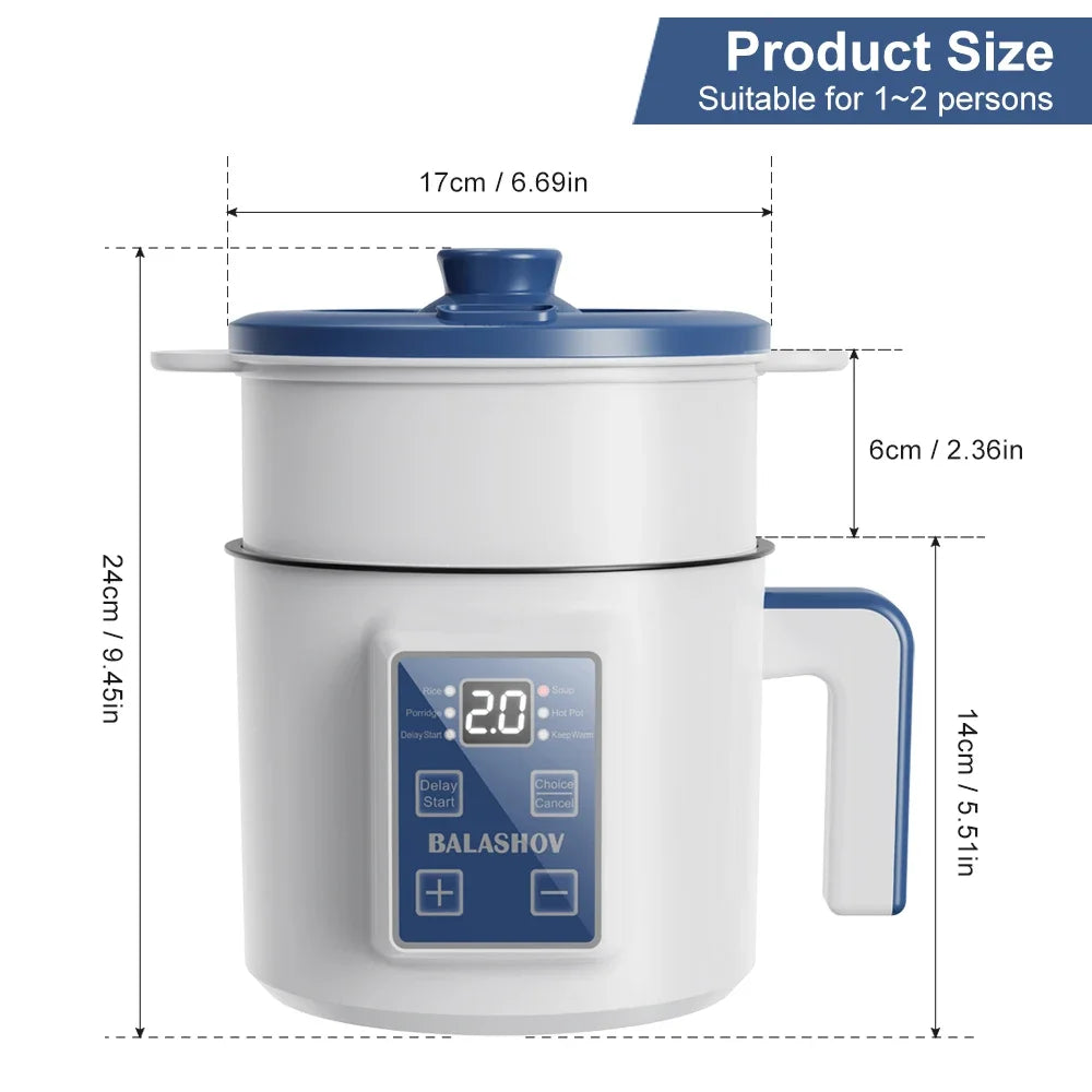 Mini Electric Rice Cooker Double Layer Multi Cooker Non-Stick Smart Steamed Rice Pot for Efficient Home Cooking