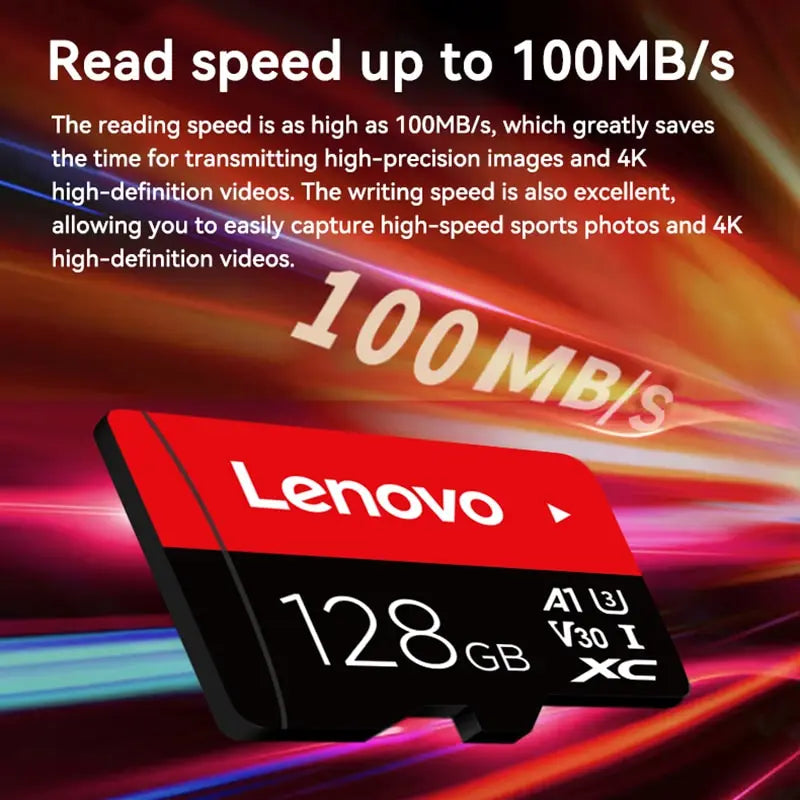 Tarjeta de memoria Lenovo de 512 GB, 256 GB, 128 GB, 64 GB, 32 GB, U3 V30, 4K, Full HD, Micro TF, Mini tarjeta SD, tarjeta de memoria flash TF para teléfono o computadora