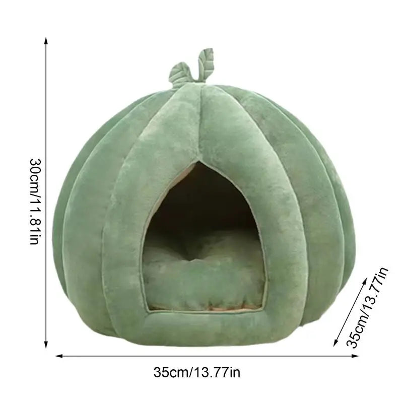 Pumpkin Cat Bed Cat House Enclosed Cat Bed Cat Cave Thickened Halloween Pet Bed Cat Hideaway For Kittens Small Dogs Winter Home