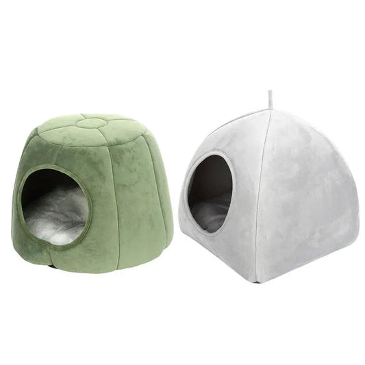 Covered Cat Bed Semi-Closed Pet Tent House Small Dog Puppy Sleeping Beds With Removable Washable Pillow Cushion Pad