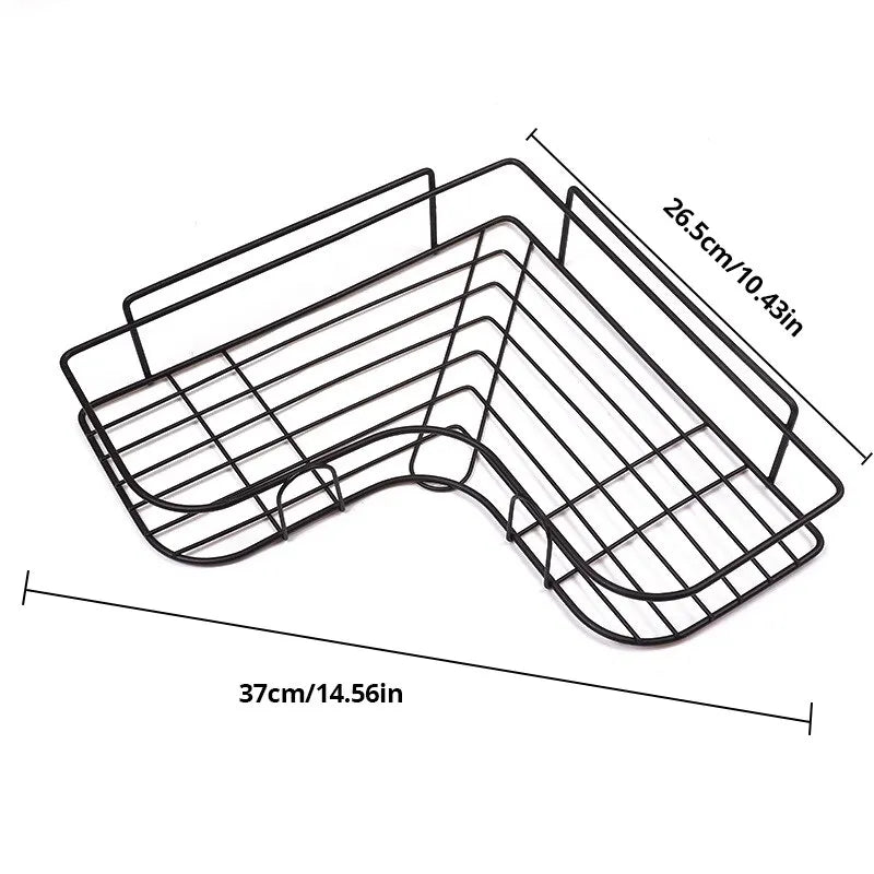 Estante de almacenamiento triangular de hierro para cocina y baño, estante de almacenamiento de esquina engrosado Love, estante de almacenamiento duradero