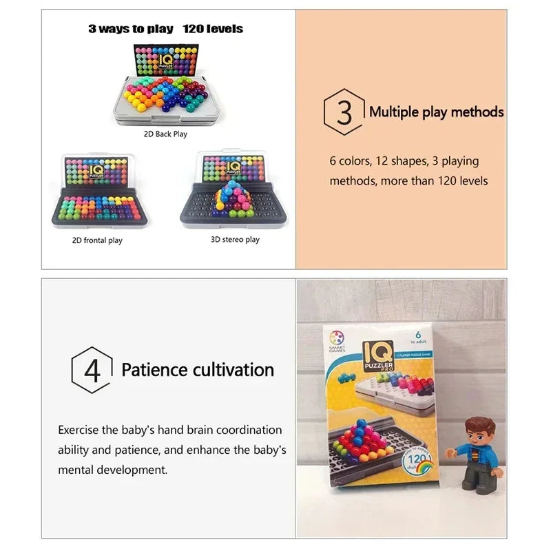 120 Challenges IQ 3D Puzzle Board Game Classic Montessori Toy