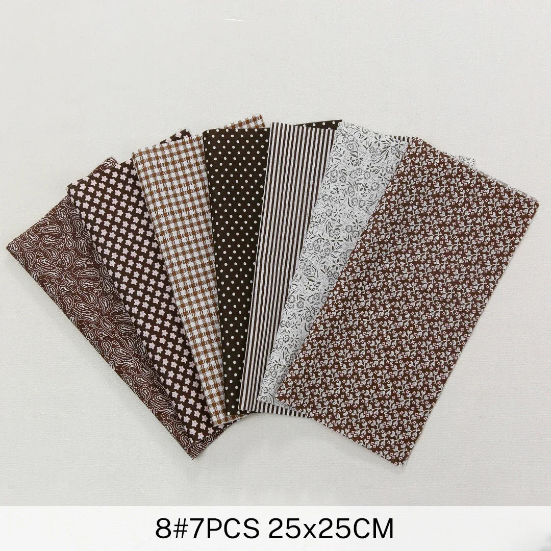 7 Pieces 25x25Cm Cotton Flower Fabric Printed Cloth for DIY