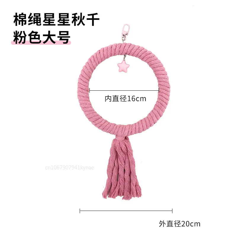Colorful Parrot Cotton Rope Hanging Braided Budgie Bird Cage Cockatiel Toy Pet Stand Accessories Ladder Swing Supplies