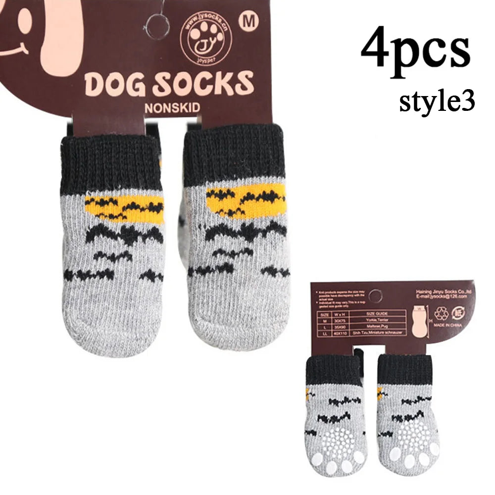 Dog Cat Socks Christmas Pattern Foot Covers Small Dogs Anti Slip Cat Socks Puppy Knitted Paw Protector Cute Festival Themed