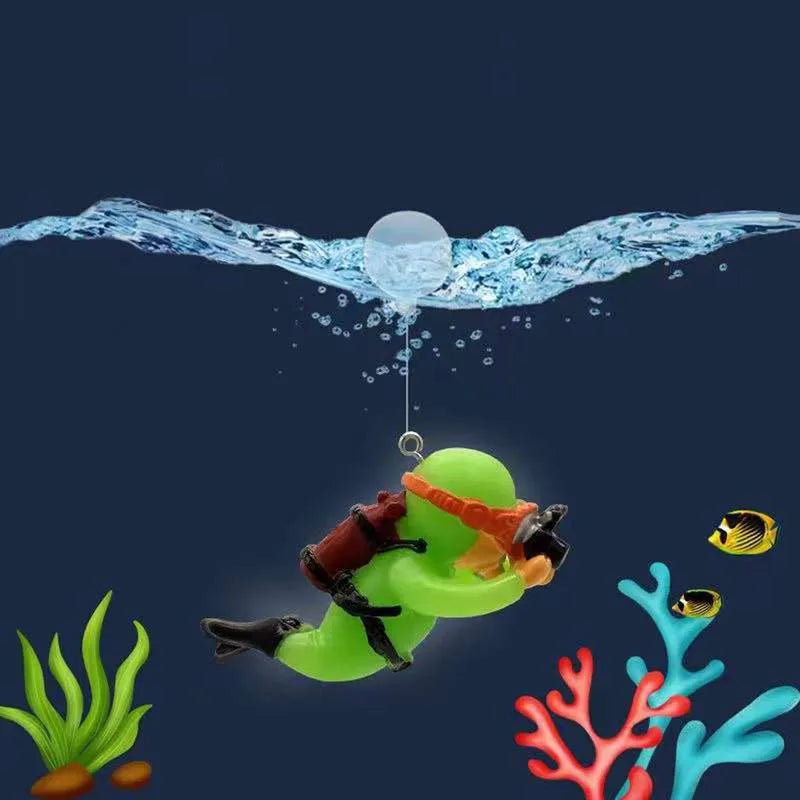 Fish Tank Decoration Resin Landscaping Small Ornaments Mini Diver Glow Aquarium Decor Floating Ball Aquarium Accessories