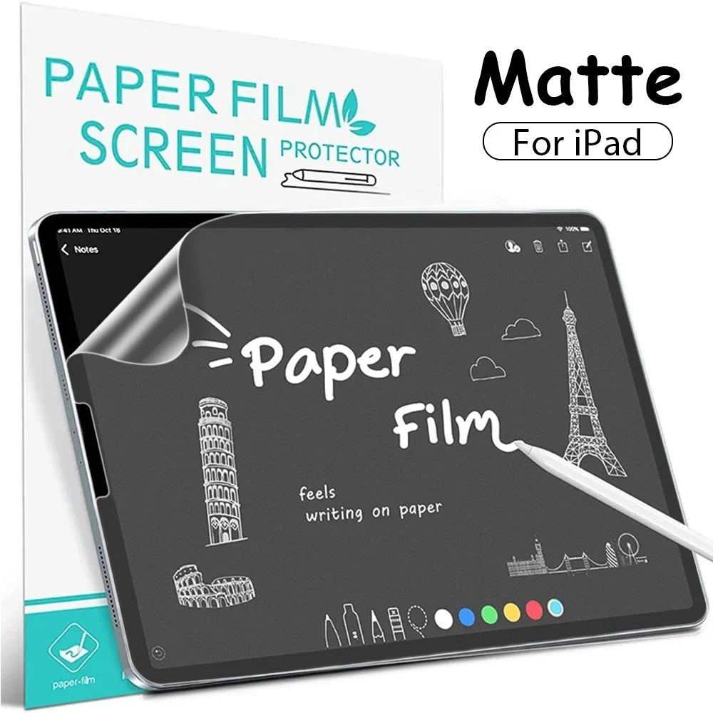 Protector de pantalla de película de papel similar para iPad Pro 13 12.9 11 2024 M4 Air 4 5 3 10.ª 9.ª 8.ª 7.ª generación Mini 6 Película mate Escritor