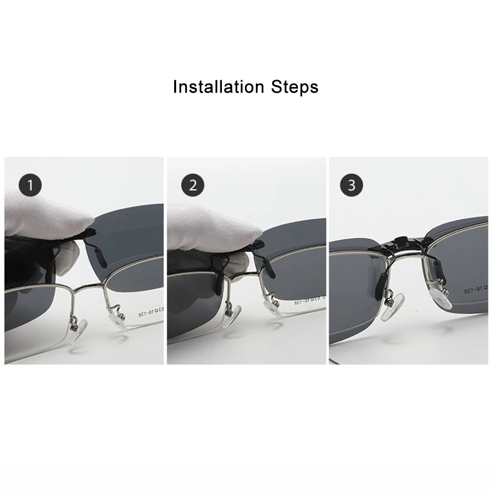 Polarized Sunglasses Clips Outdoor Driving Night Vision Eyeglasses UV400 Shades High Definition Myopia Frame Sun Glasses Clips