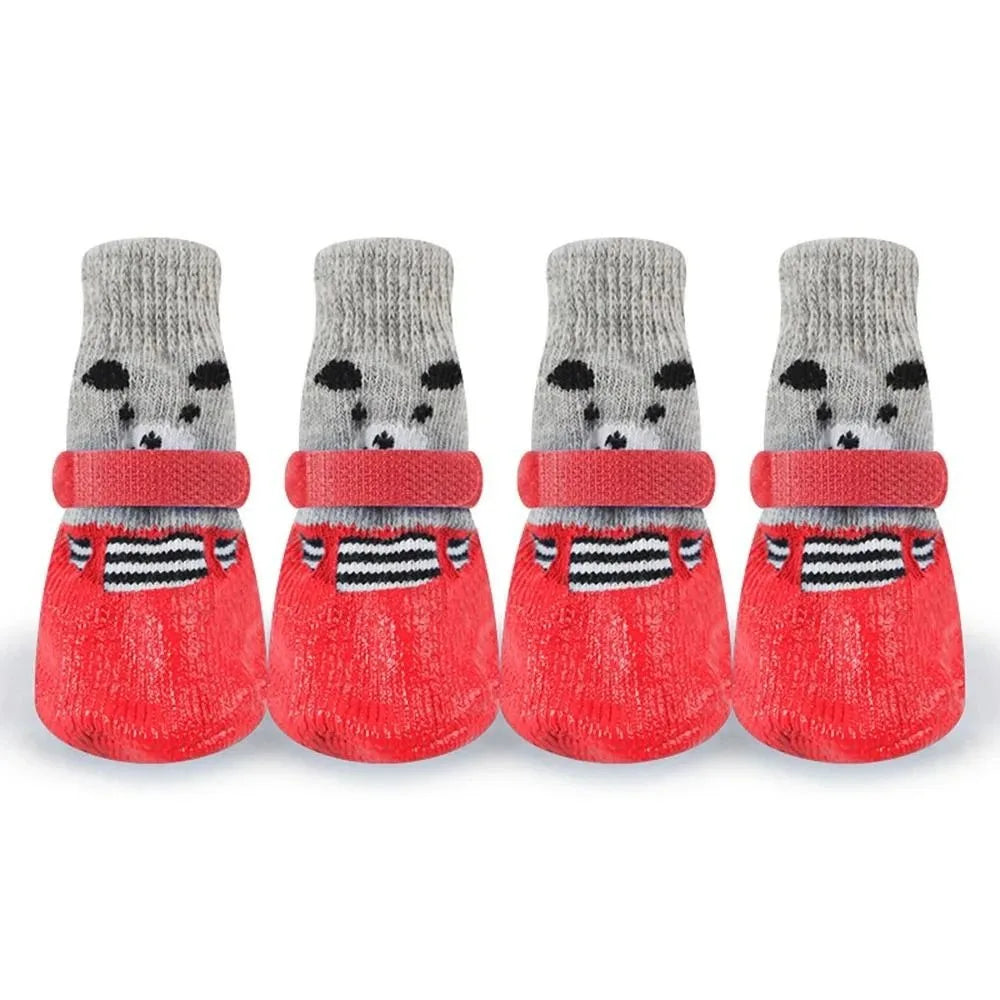4-Pack of Non-Slip Dog Socks to Prevent Licking and Biting of Hard Wooden Floors, Strong Grip, Paw Protection, Anti-Scratch Cat and Dog Socks