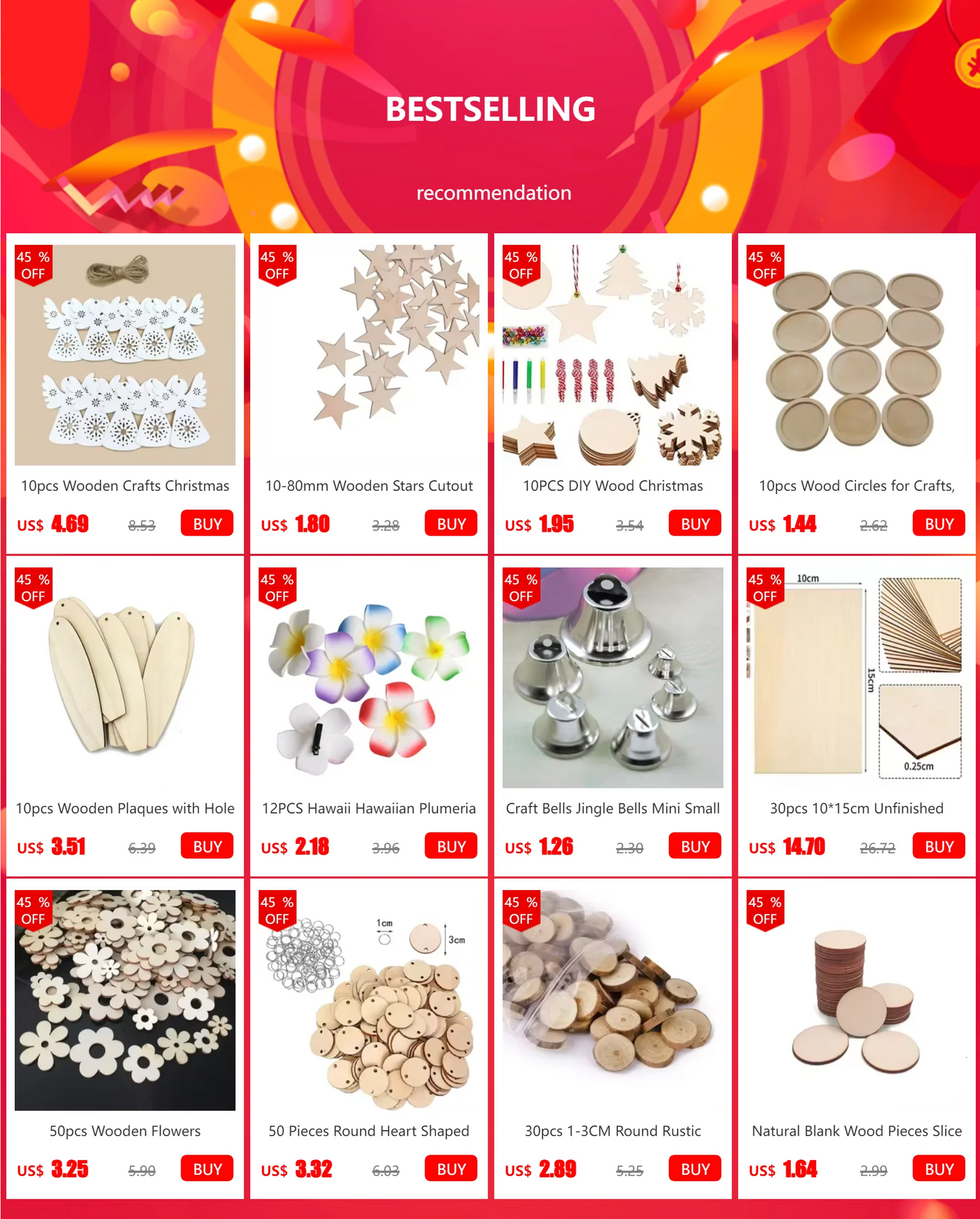 9pcs Mix Unfinished Wood Animal Jungle Cutouts for Crafts