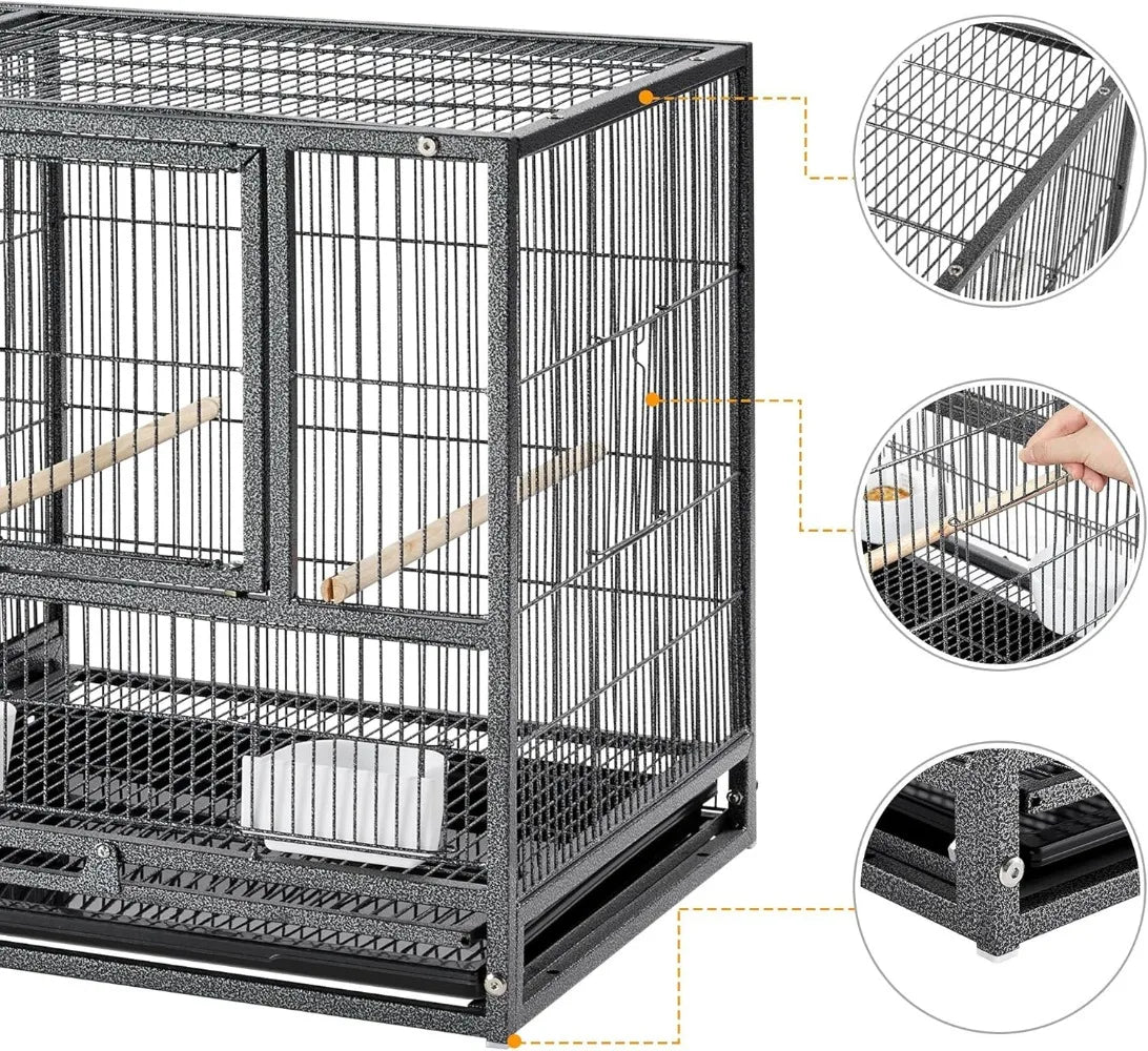 Double Story Divided Breeder Bird Cage for Small Parrots Parakeets Canaries Cockatiels Lovebirds Finches Budgies Quaker,