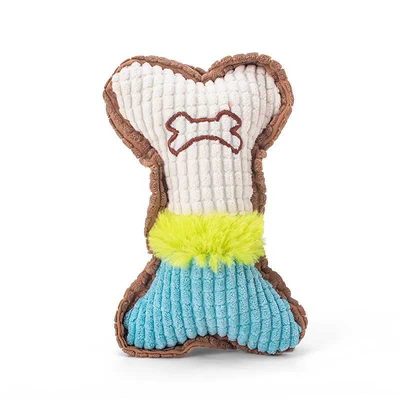 1pc Dog Squeaky Toys, Bones Plush Dogs Chew Toy for Small Medium Breed Puppy Aggressive Chewer Pets Puppy Playing Cleaning Teeth