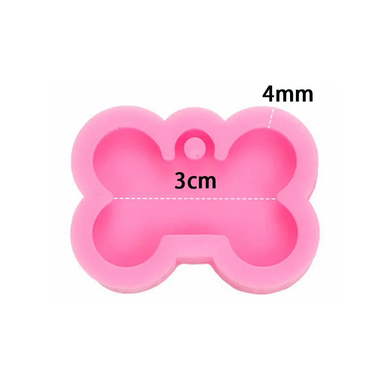 Dog Tag Bone Shaped Keychain Mold for DIY Resin Jewelry