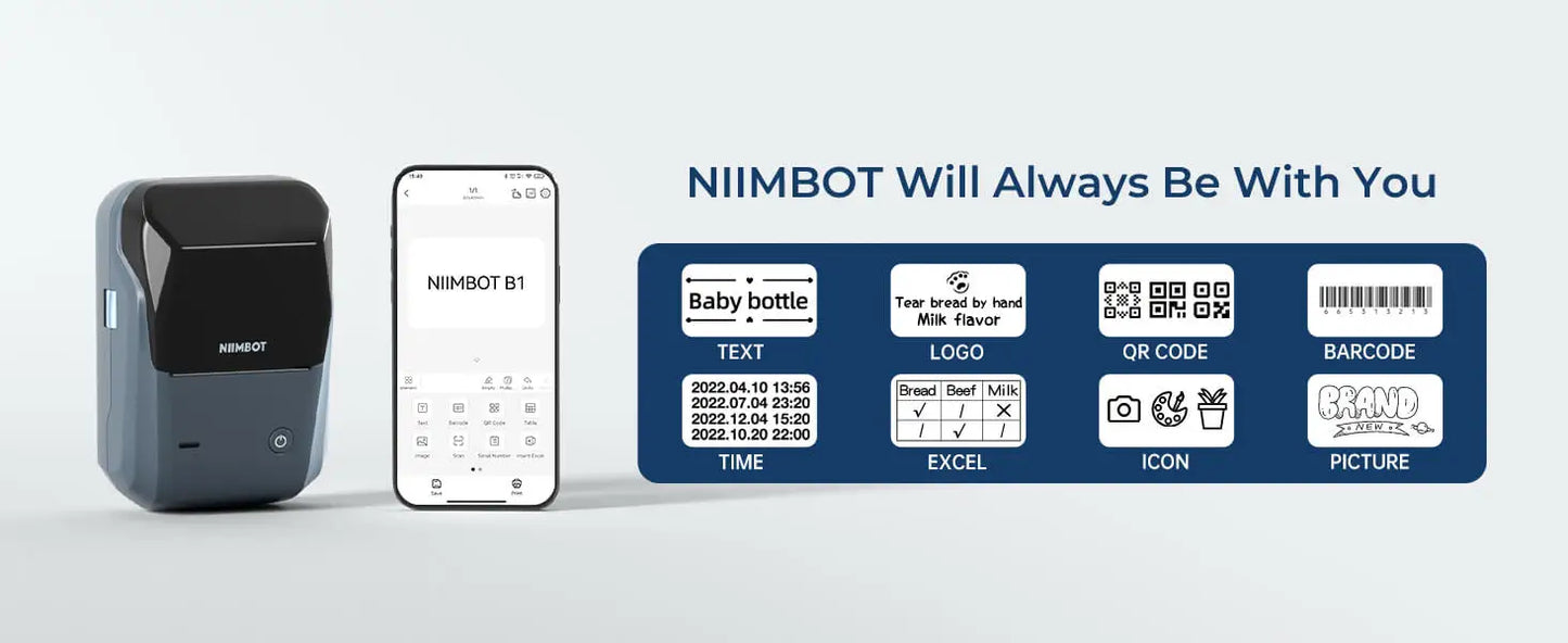 Mini impresora térmica portátil Niimbot B1, máquina de etiquetas autoadhesivas, impresora de bolsillo, máquina de etiquetas con Bluetooth Niimbot B1