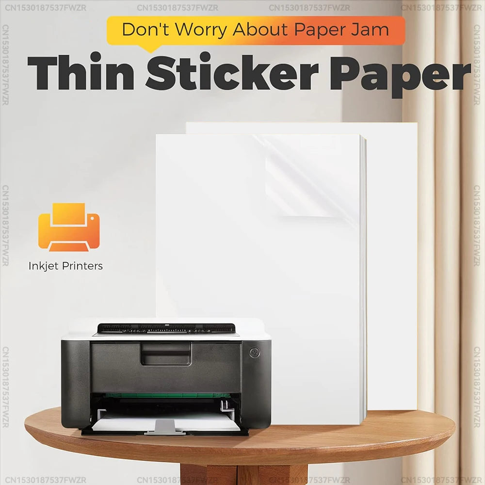 Matte Printable Vinyl Sticker Paper A4 30/50 Sheets Adhesive Waterproof DIY Label and Decal Paper for Inkjet Printers