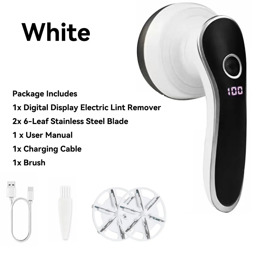 Electric Digital Display Lint Remover Rechargeable Fabric Shaver Portable for Clothes and Hair Balls