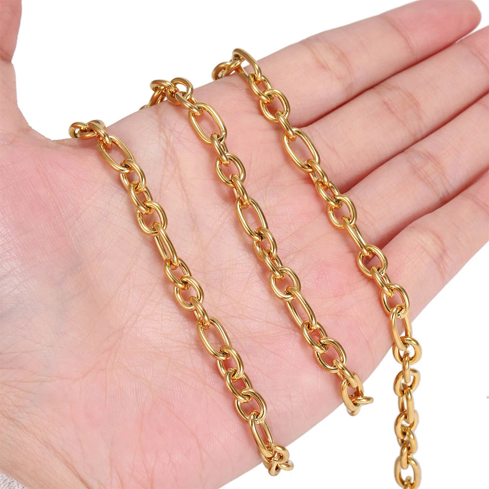 1 Meter Stainless Steel 18k Gold O Link Rolo Cable Chain
