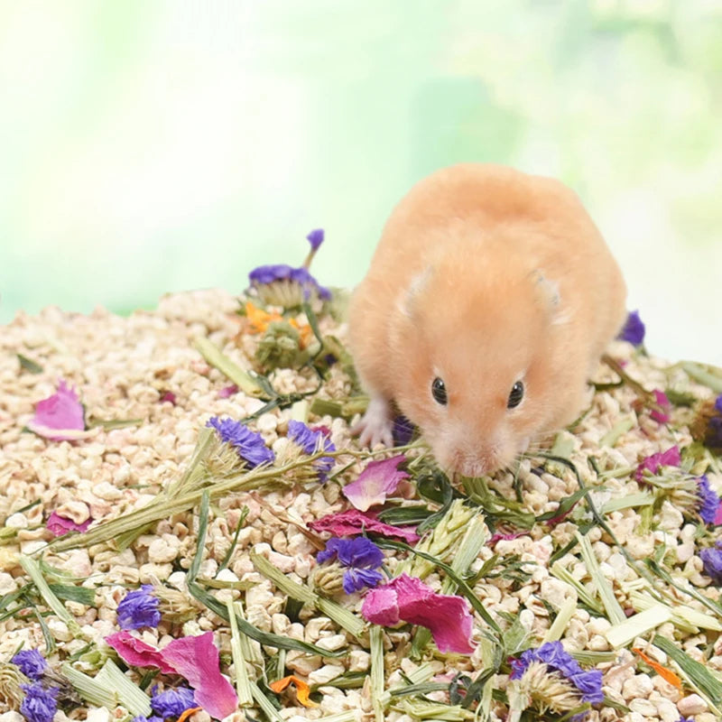 Pet Hamster Supplies Edible Crushed Corncob Flowers Mixture House Padding Rabbit Hedgehog Chinchilla Urine Sand