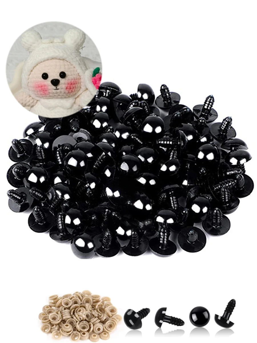 100pcs Plastic Safety Eyes 5-20mm for DIY Toys and Dolls
