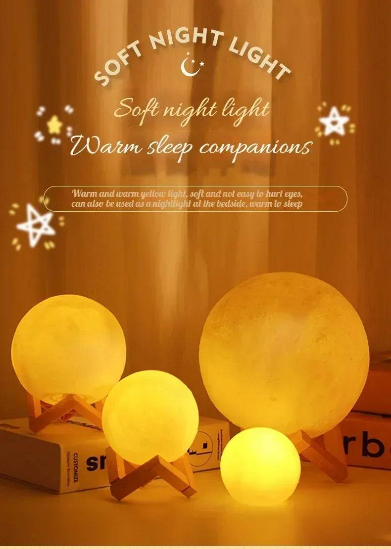 Stunning 3D Moon Lamp Night Light for Energy-efficient Room Dcor