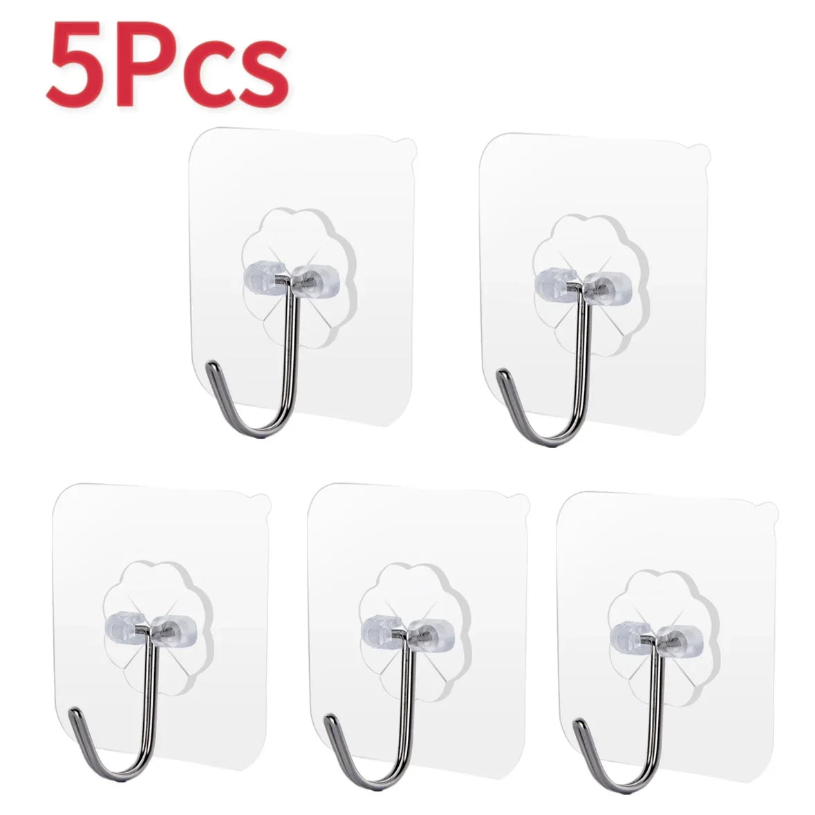5/10/20Pcs Self-Adhesive Transparent Wall Hooks for Kitchen Bathroom Towel Key Rack