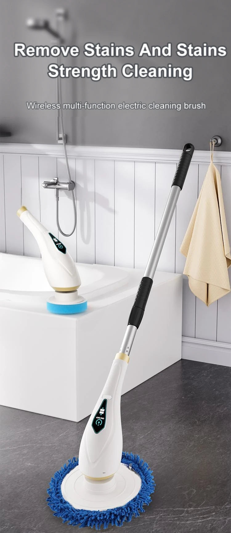 Xiaomi 8 in 1 Electric Cleaning Brush Multifunctional Portable Household Tool with LED Display for Kitchen and Bathroom Cleaning