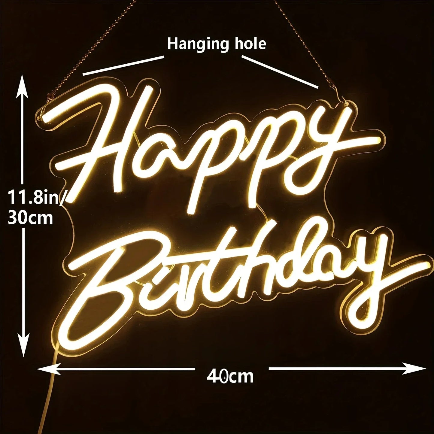Happy Birthday Neon Sign Dimmable LED Wall Decor Light