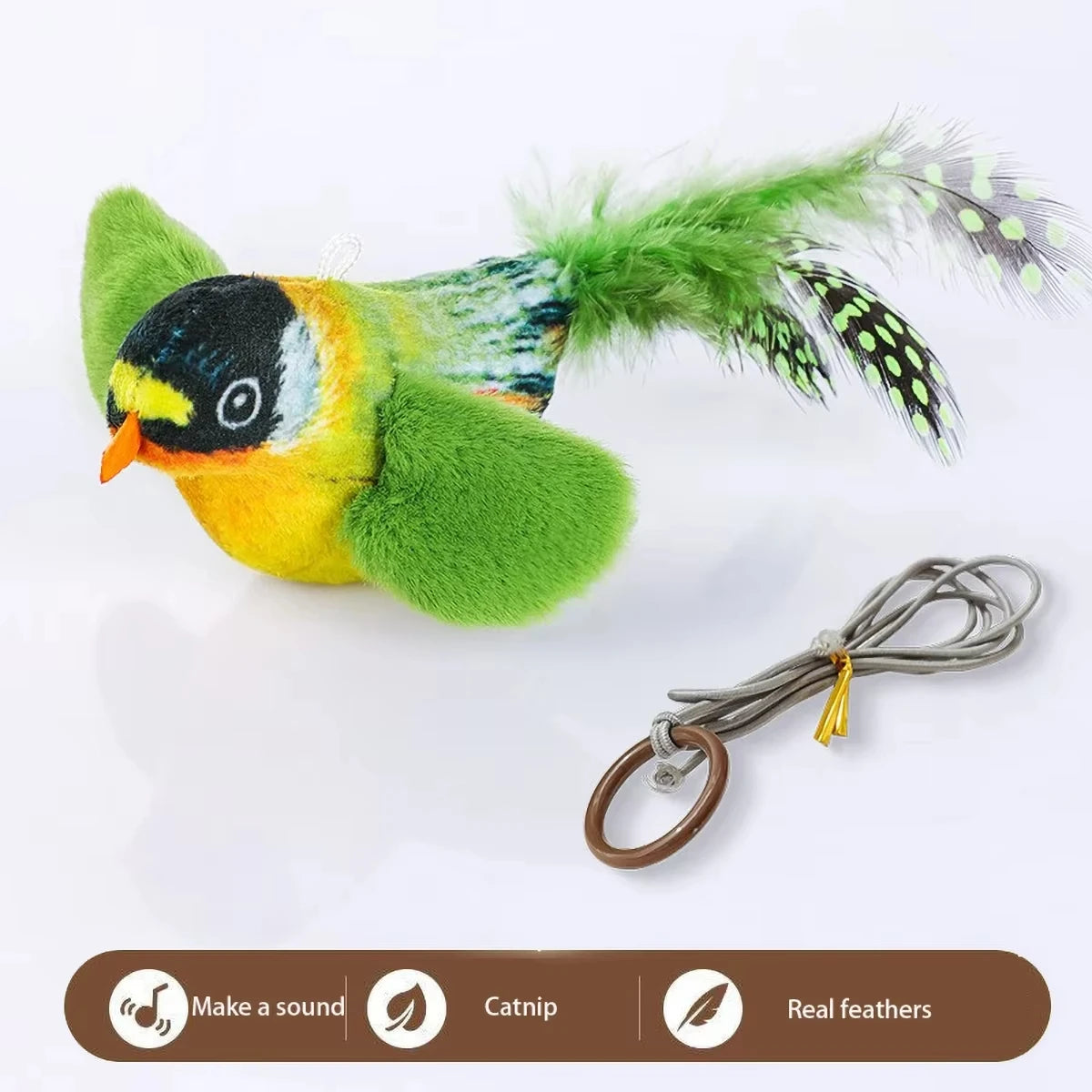 Interactive Cat Toy with Intelligent Sound Sensing Realistic Bird Calls and Built-in Catnip for Enhanced Playtime for Cats Toy