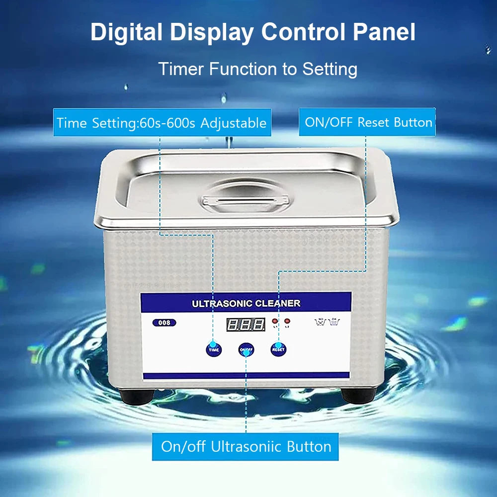 Ultrasonic Jewelry and Glasses Cleaner 40KHZ High Frequency Washing Bath with Powerful 35W Transducer for Deep Cleaning