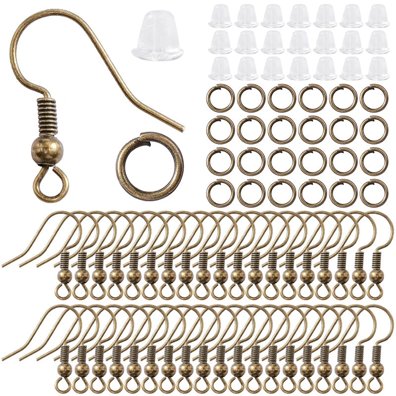 300Pcs Earrings Set Hypoallergenic Hooks Rubber Backs for Jewelry Making