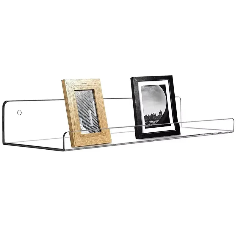 2pc Clear Acrylic Storage Rack Wall Mounted Shelf Organizer