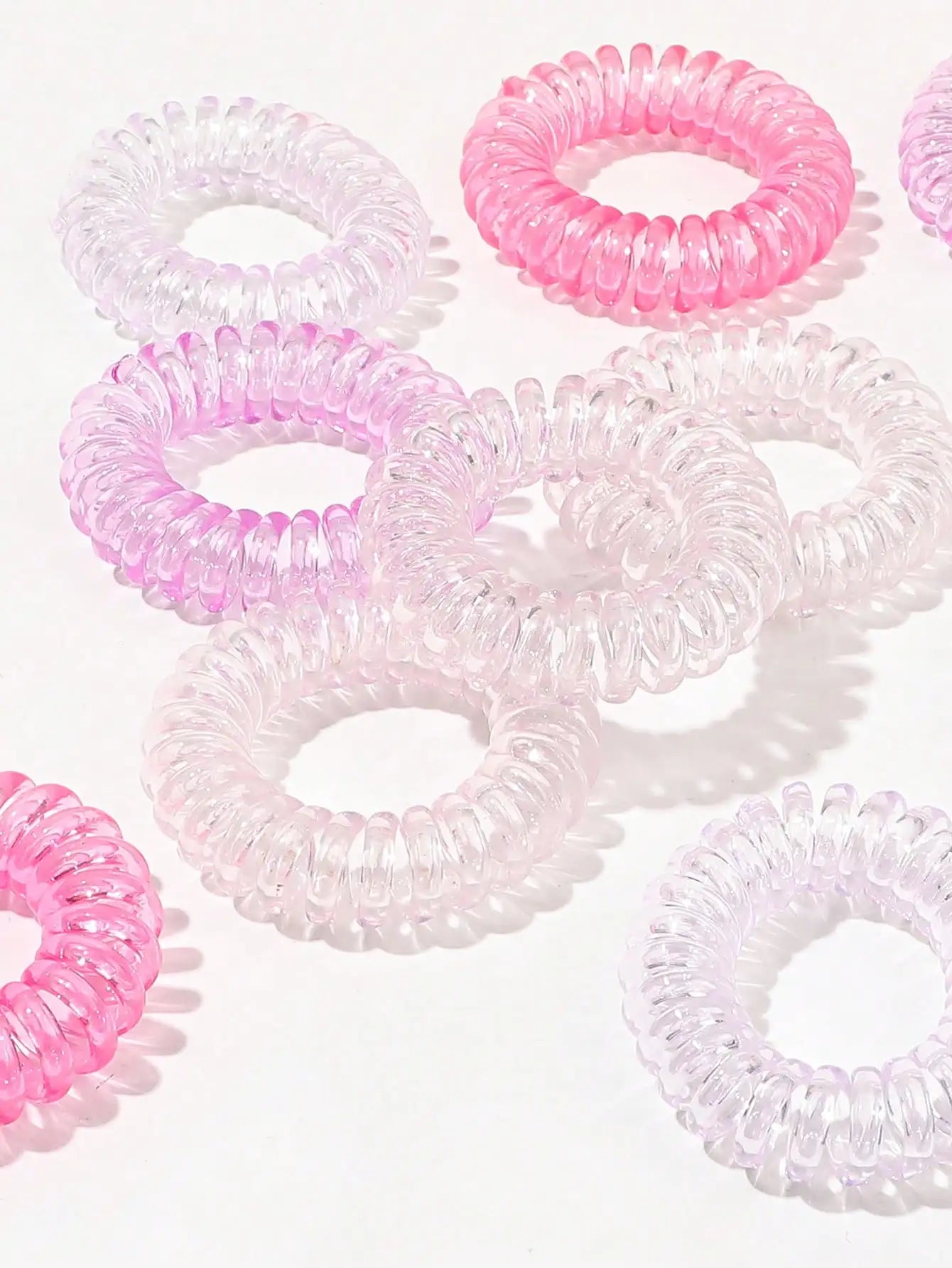 10 Pcs Multicoloured No Crease Spiral Hair Ties for Women Thick Hair, Ponytail Hair Ties Hair Coils & Phone Cord Hair Ties