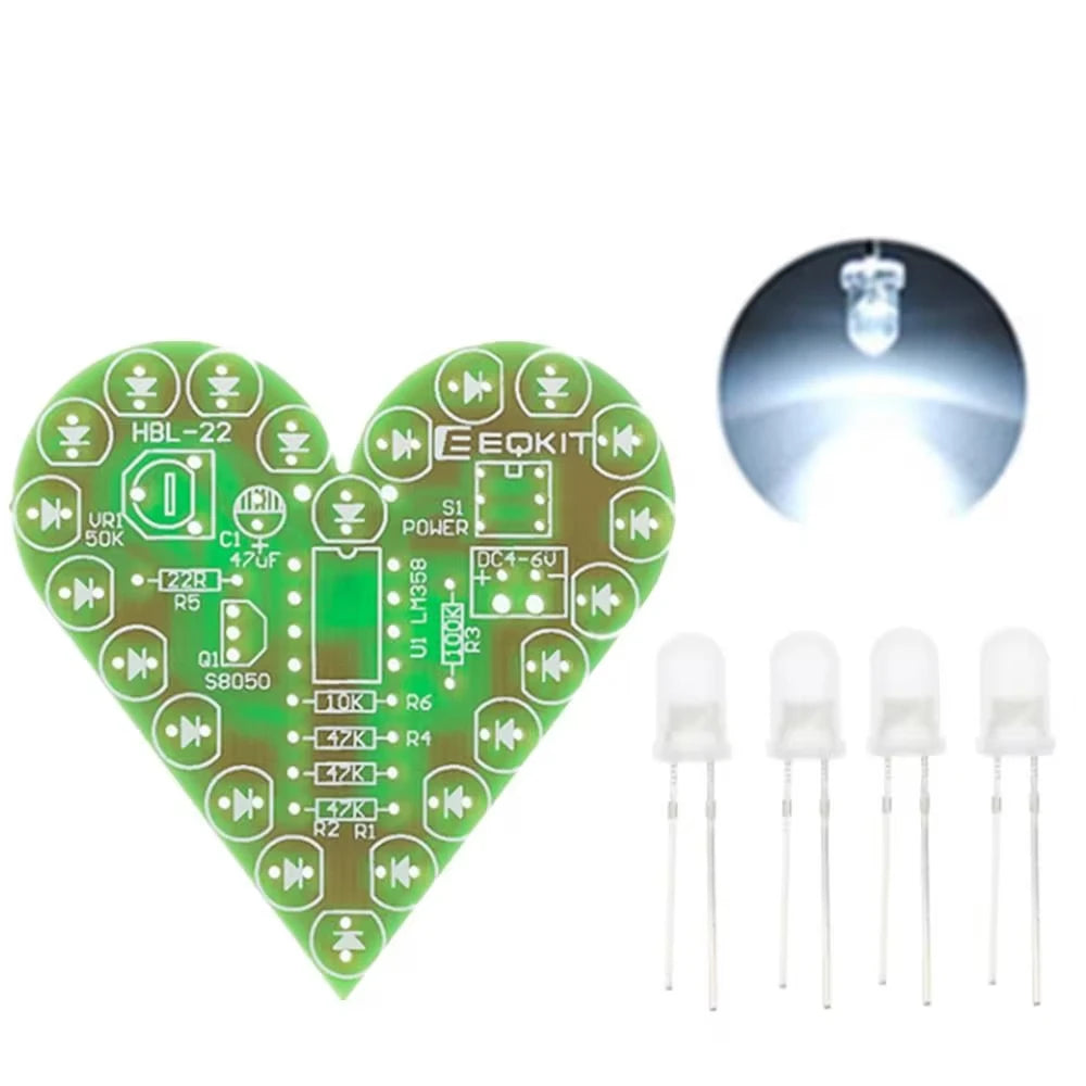 DIY Kit Heart Shape Breathing Lamp LED Suite for Learning