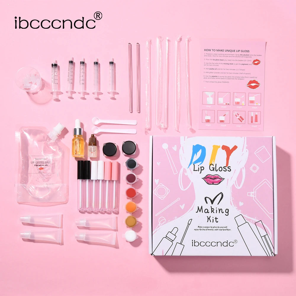 DIY Lip Gloss Making Kit for Moisturizing Shiny Glittery Lip Tints and Glaze Handmade Cosmetic Supplies
