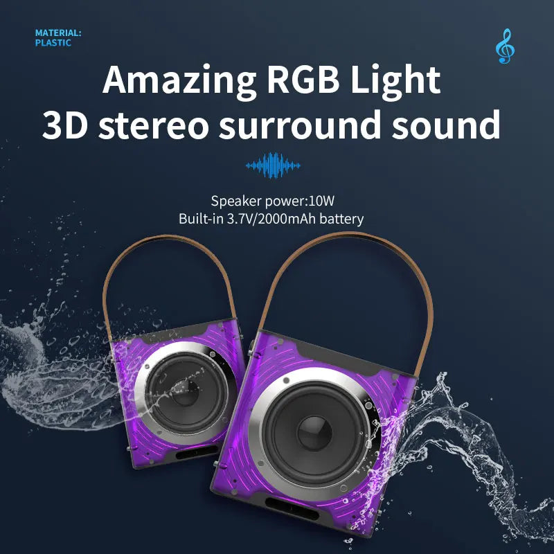 High Power Karaoke Bluetooth Speaker with 360 Stereo Surround Sound and RGB Rhythm Lights Wireless Subwoofer and Dual Microphones