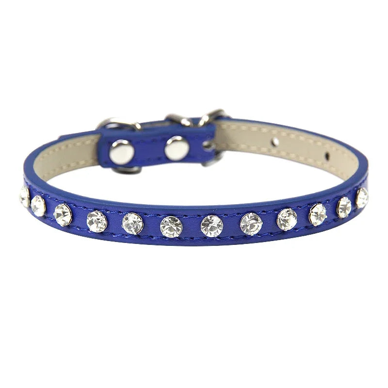 Luxury Rhinestone Rivets Cat Collar Leather Small Dog Collars  Puppy Neck Strap for Kitten Accessories Wholesale / Dropshipping