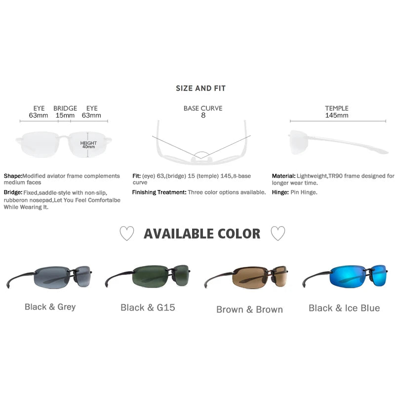 JULI Sports Sunglasses for Men Women UV400 TR90 Rimless 8001