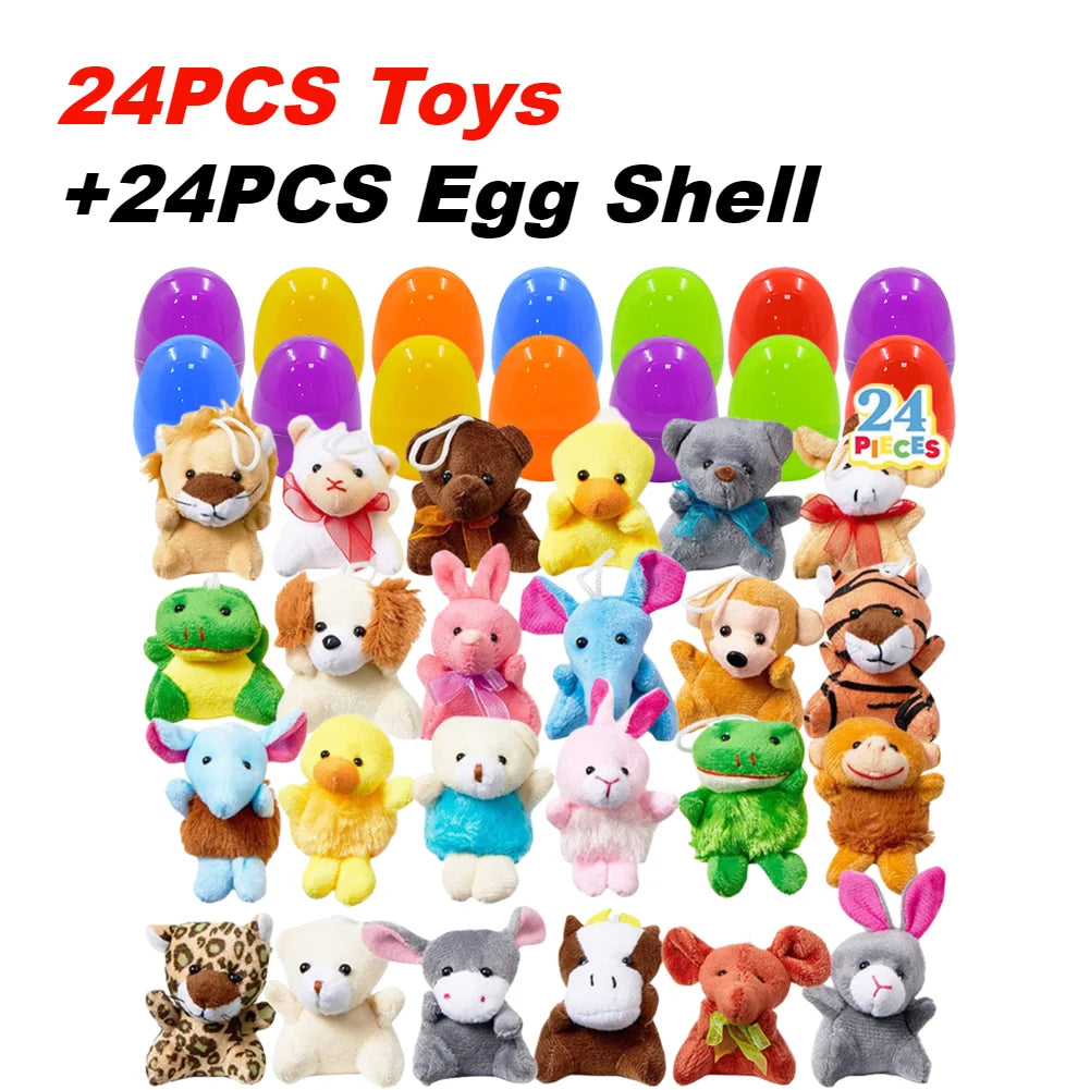 12/20/24/48Pcs Prefilled Easter Eggs with Plush Toys for Kids