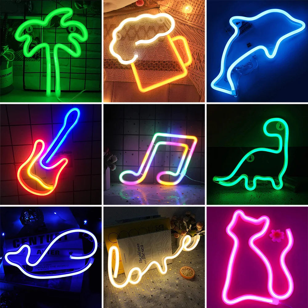 USB/Battery LED Neon Sign Lights Musical Note Wall Art Decor