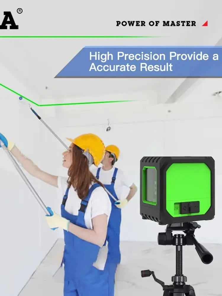 HILDA 2 Lines Mini Laser Level Self Levelling Green Beams Laser Horizontal & Vertical Cross-Line USB Charging