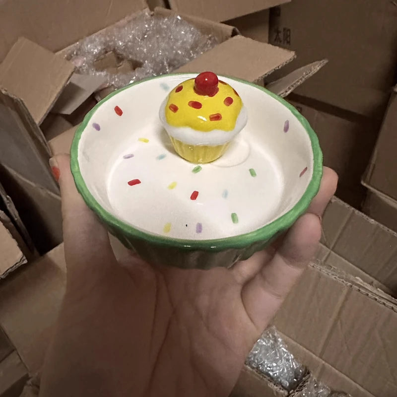 Ceramic Cake Hamster Bowl Small Pet Food Bowl for Home Use Multi-color Small Jewelry Box  Rabbit Feeder Parrot Supplies