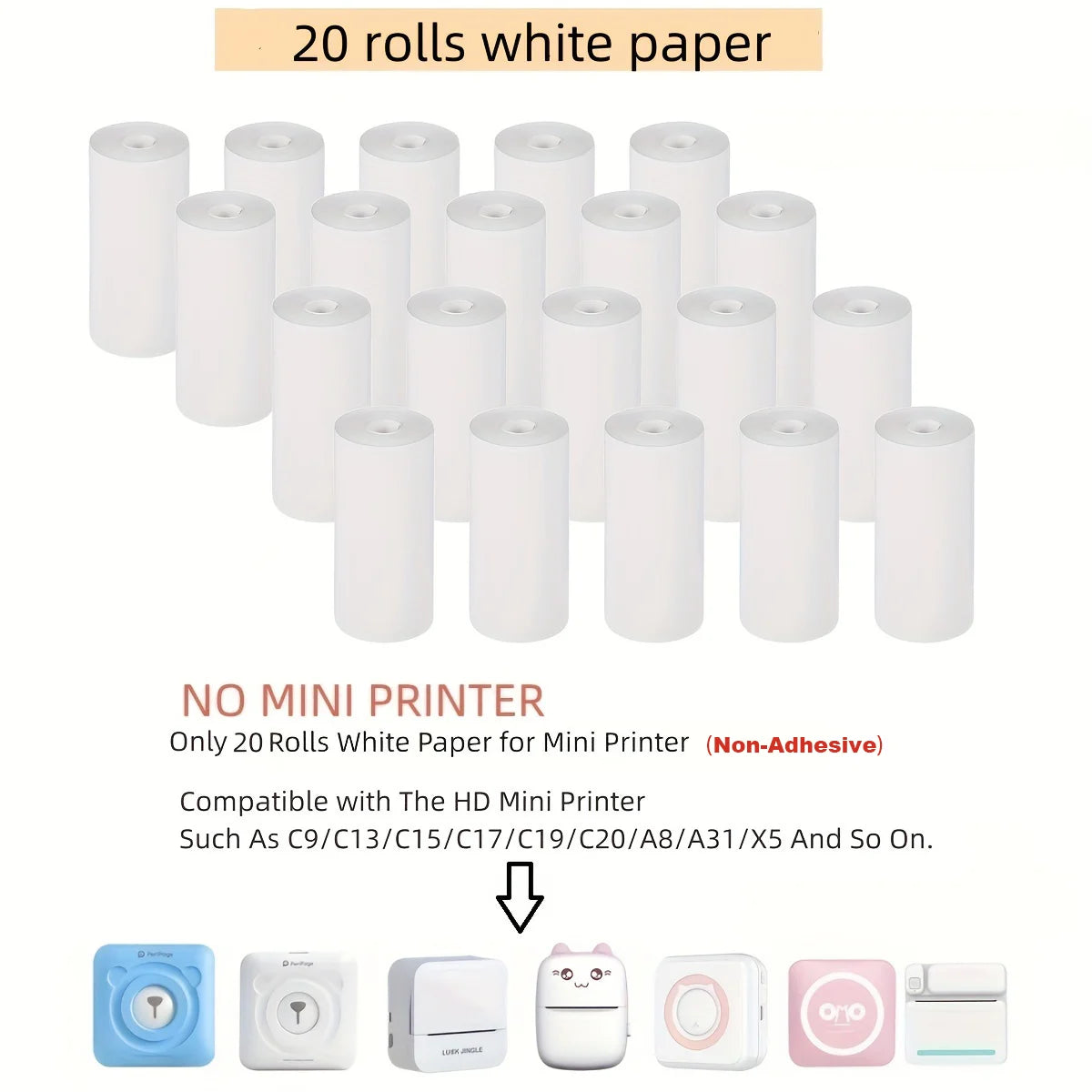 Papel térmico MINI Etiqueta autoadhesiva de impresión para mini impresoras Máquina de poses Pegatinas para cámara para niños Rollos de 57 mm de ancho