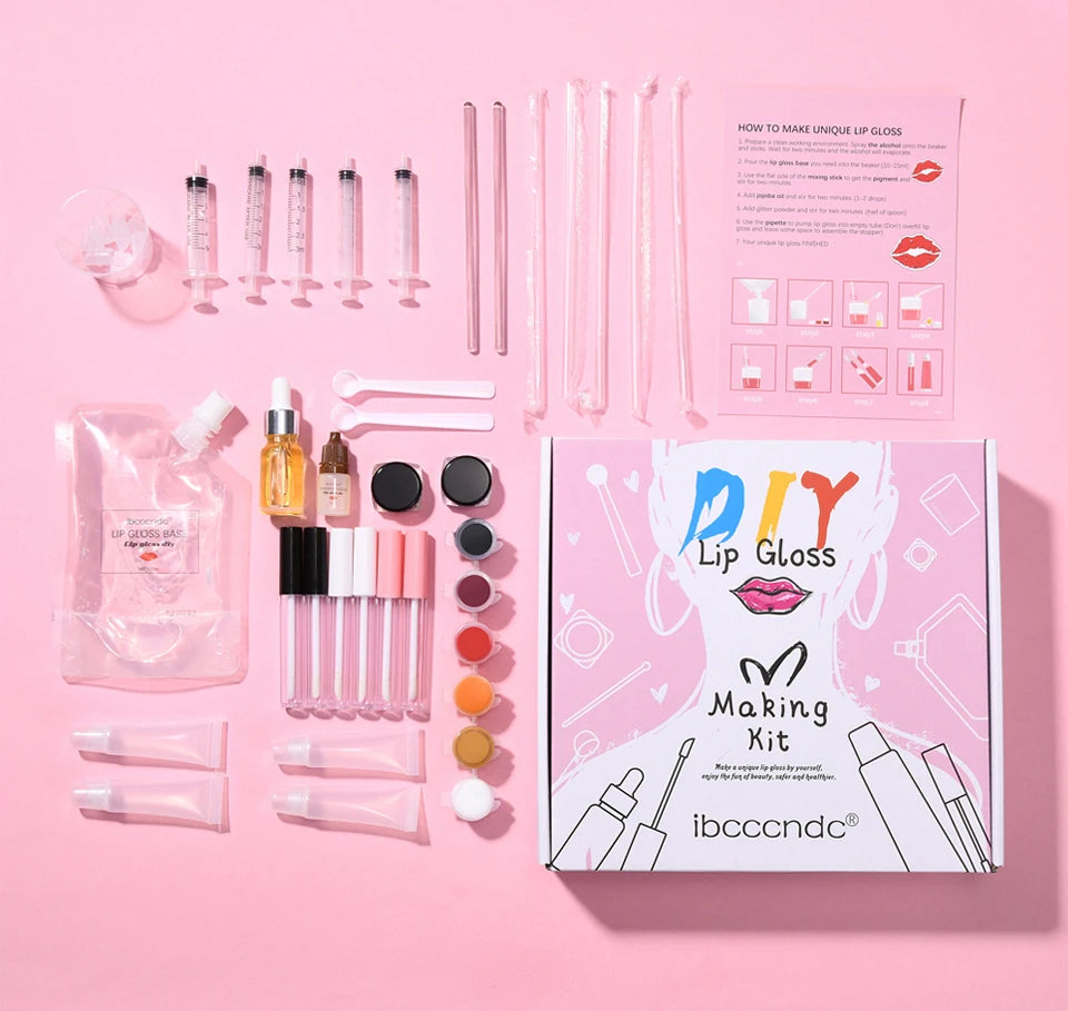 DIY Lip Gloss Making Kit for Moisturizing Shiny Glittery Lip Tints and Glaze Handmade Cosmetic Supplies