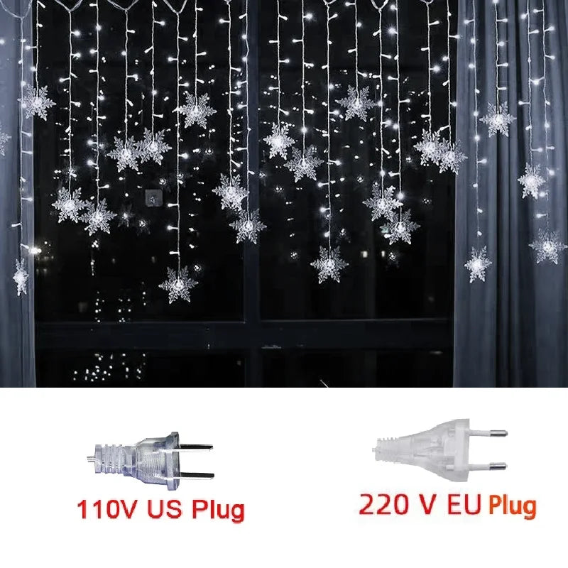 3.2M Christmas Snowflakes LED String Lights Waterproof Fairy Curtain for Holiday Party Wedding Decoration