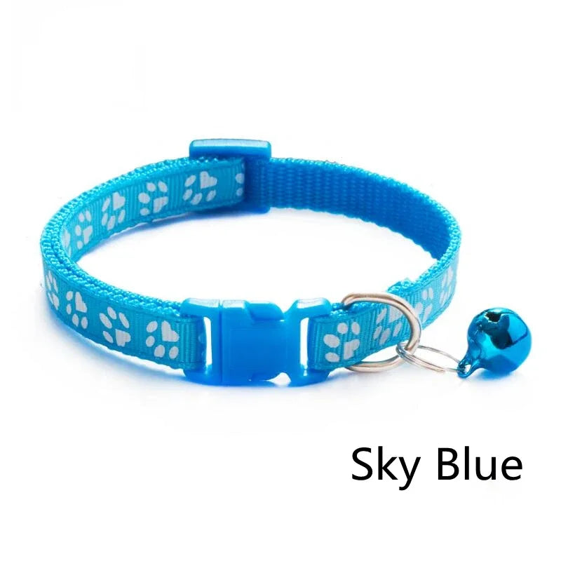 1/3/6/12/18Pcs Pet Collar With Bell Footprints Colorful Dog, Dog, Cat Accessories Cat Collar Adjustable Bell Ring Necklace Pet