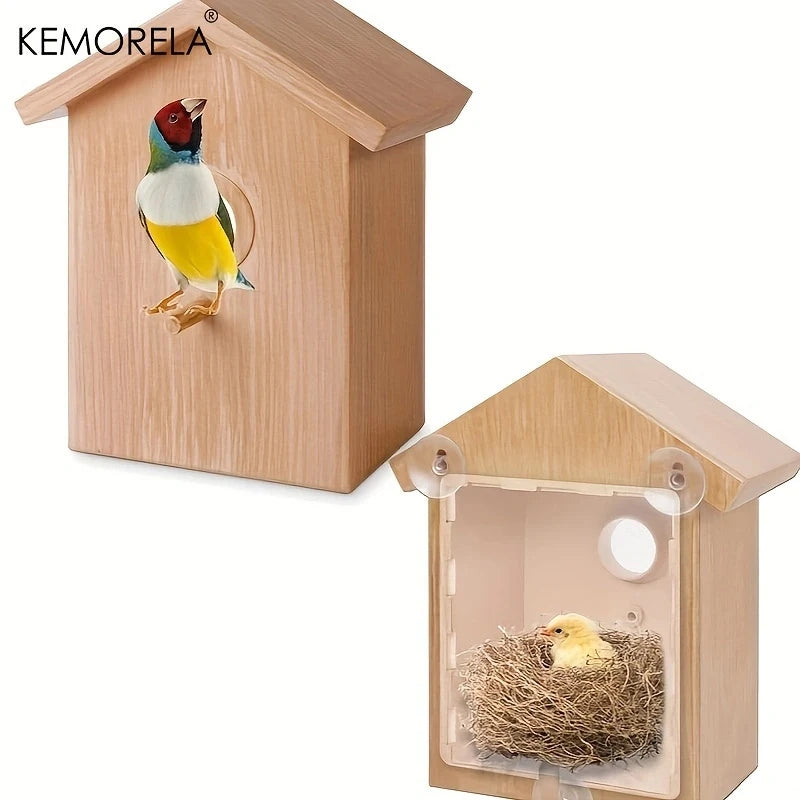 Pet Bird House Garden Tree Window Parrot Bird Breeding Box Love Bird Parrot Nest Glass Window Suitable For Transparent Viewing