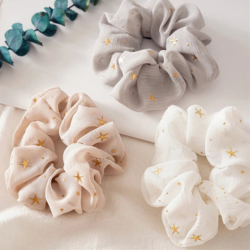 Hair Tie Solid Color Star Dotted Ponytail Accessories